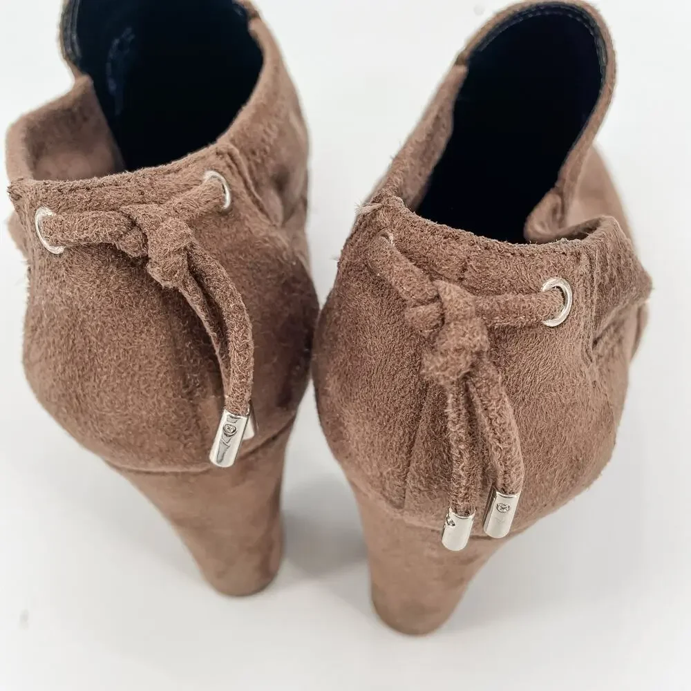Franco Sarto Brown Suede Heeded Booties // 9